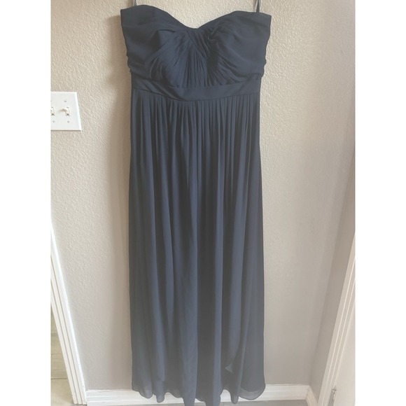Jenny Yoo Aidan Strapless Bridesmaid Formal Gown Navy Blue Convertible 16 - Picture 4 of 7